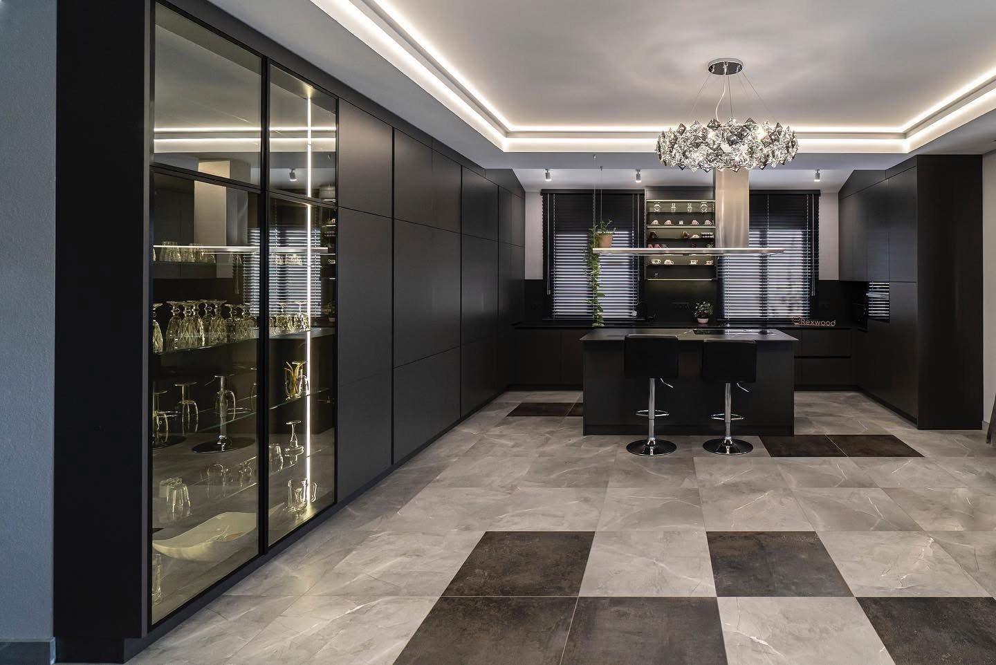 Matte Black Kitchen with Island — 2