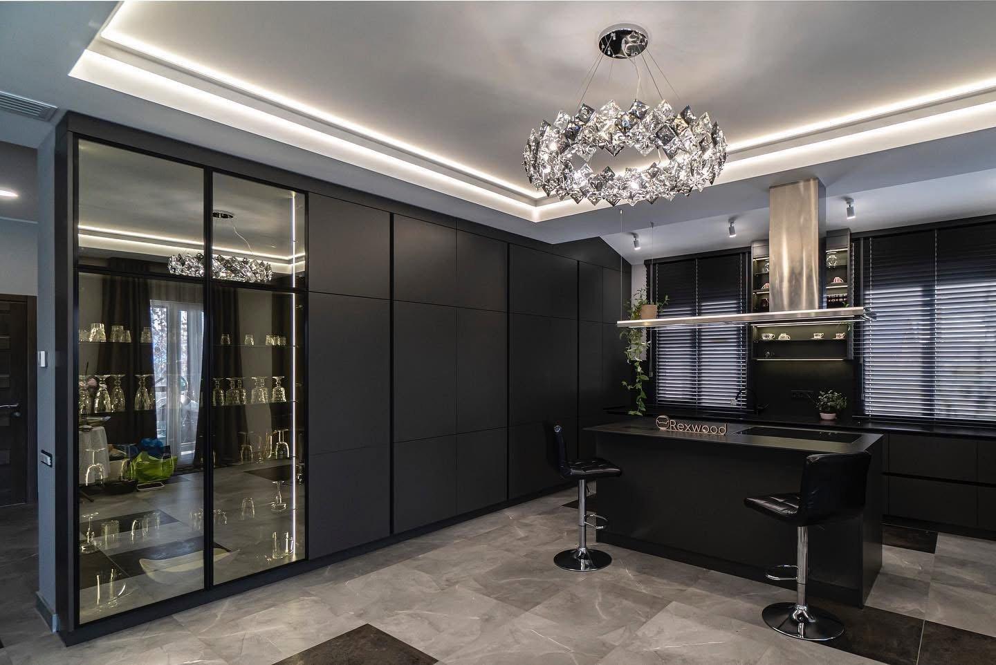 Matte Black Kitchen with Island — 3