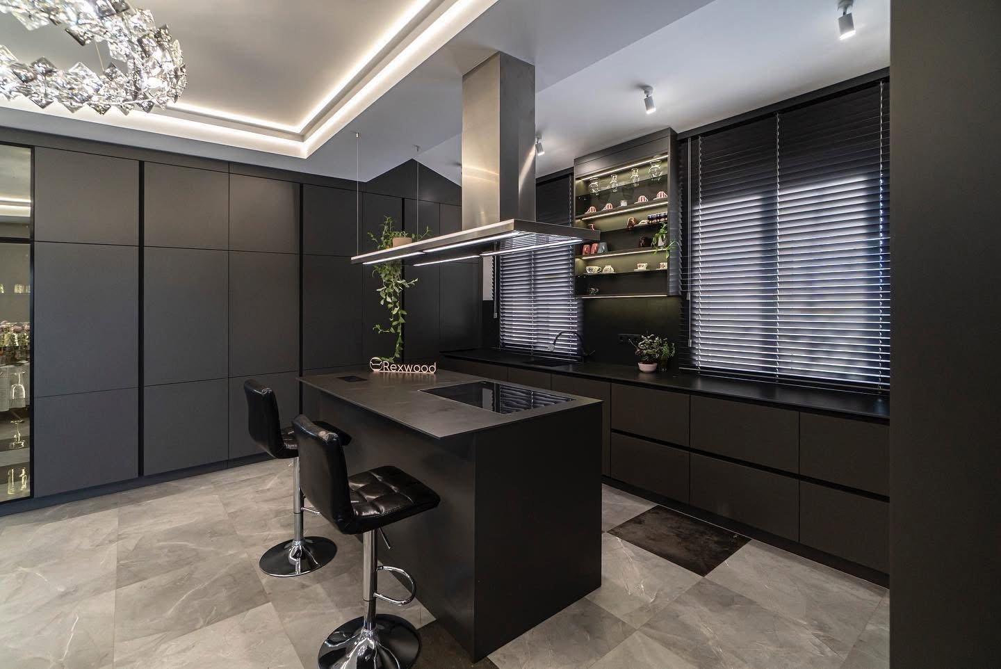 Matte Black Kitchen with Island — 4