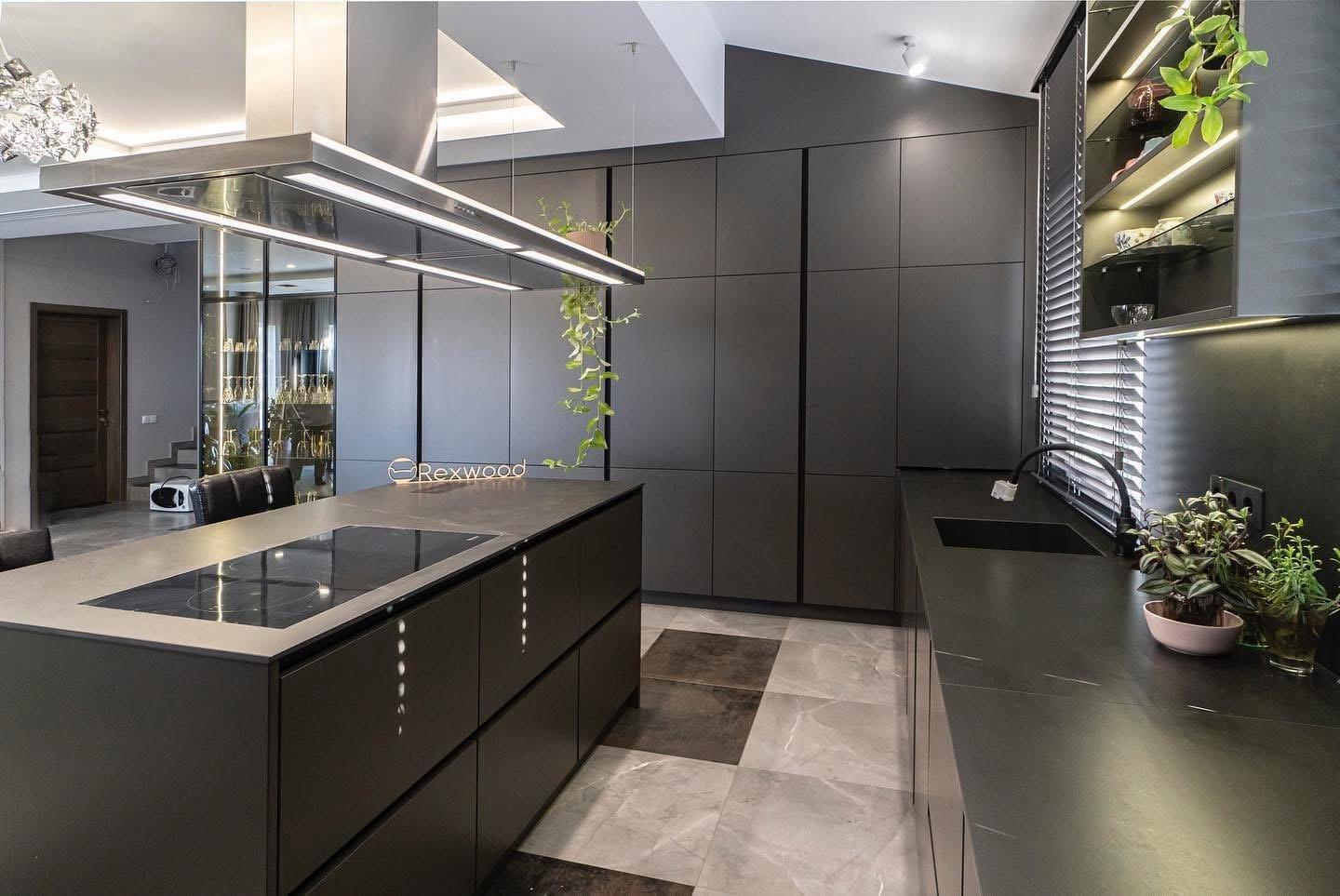 Matte Black Kitchen with Island — 6