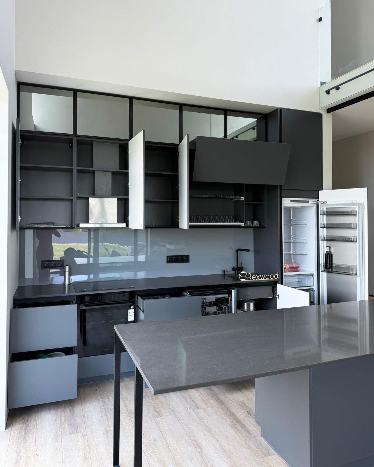 Graphite Kitchen in a Double-Height Space — 4