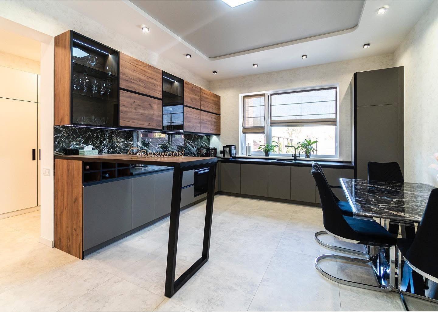 Graphite & Oak Kitchen with Bar — 7