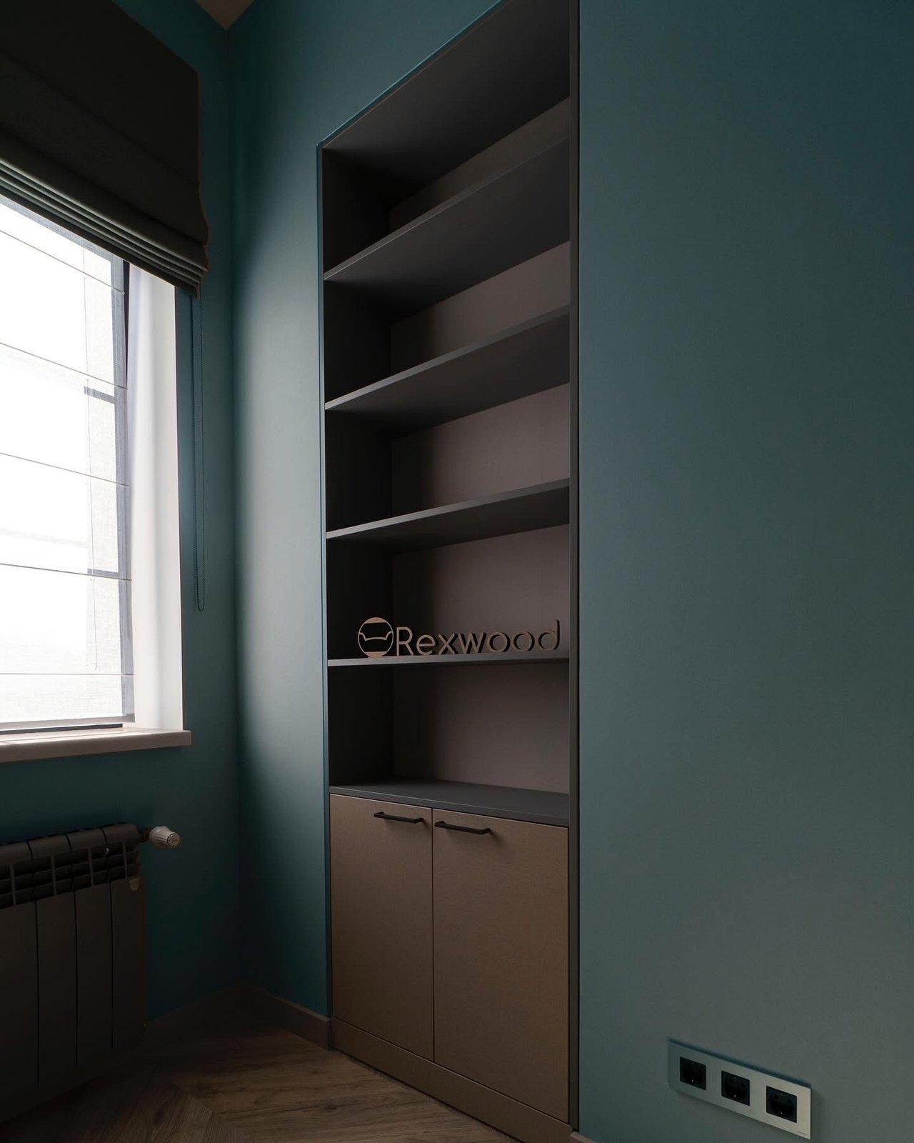 Taupe Study Nook with Floating Shelves — 3