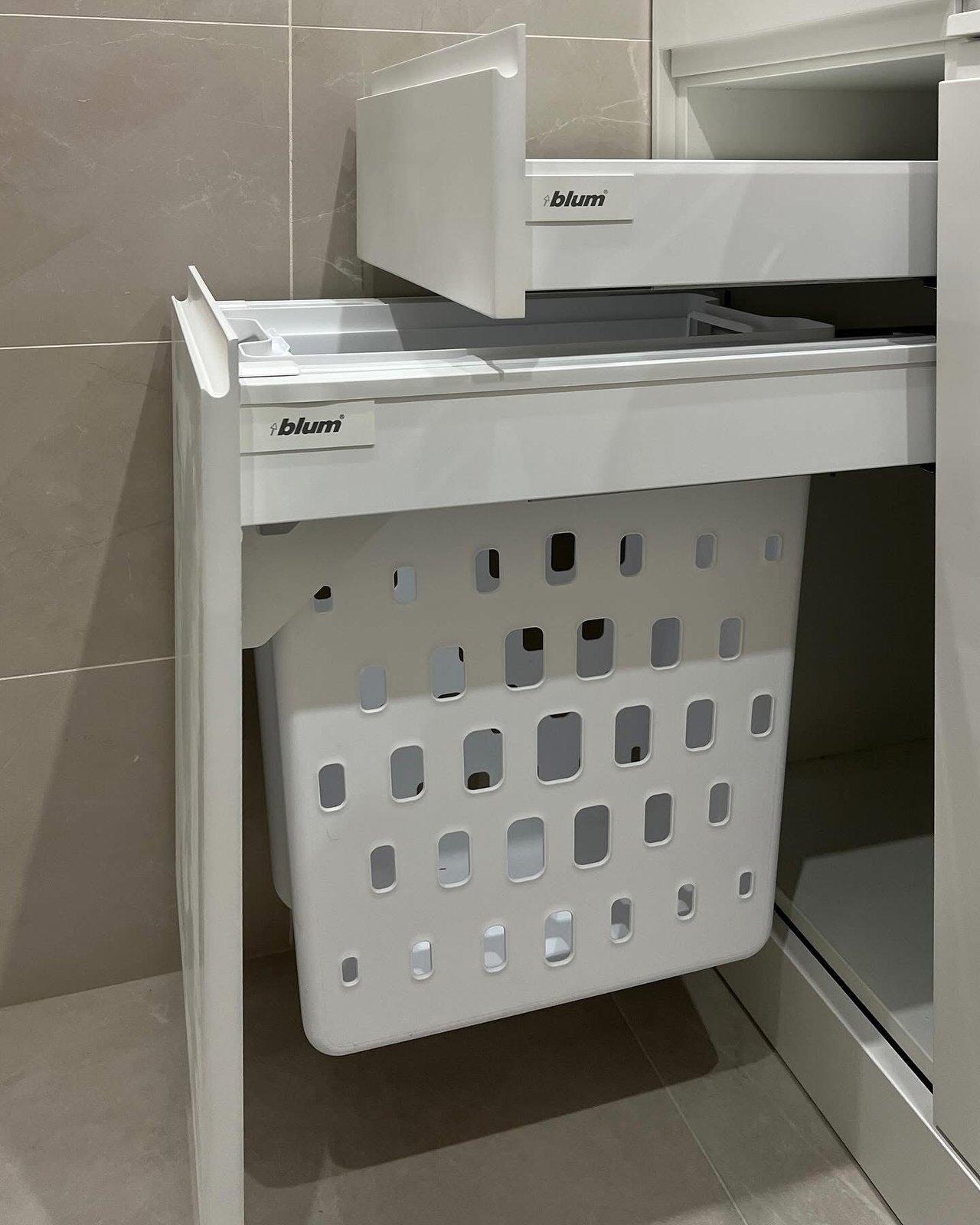 Handleless Bathroom Vanity with Pull-Out Laundry Basket — 3