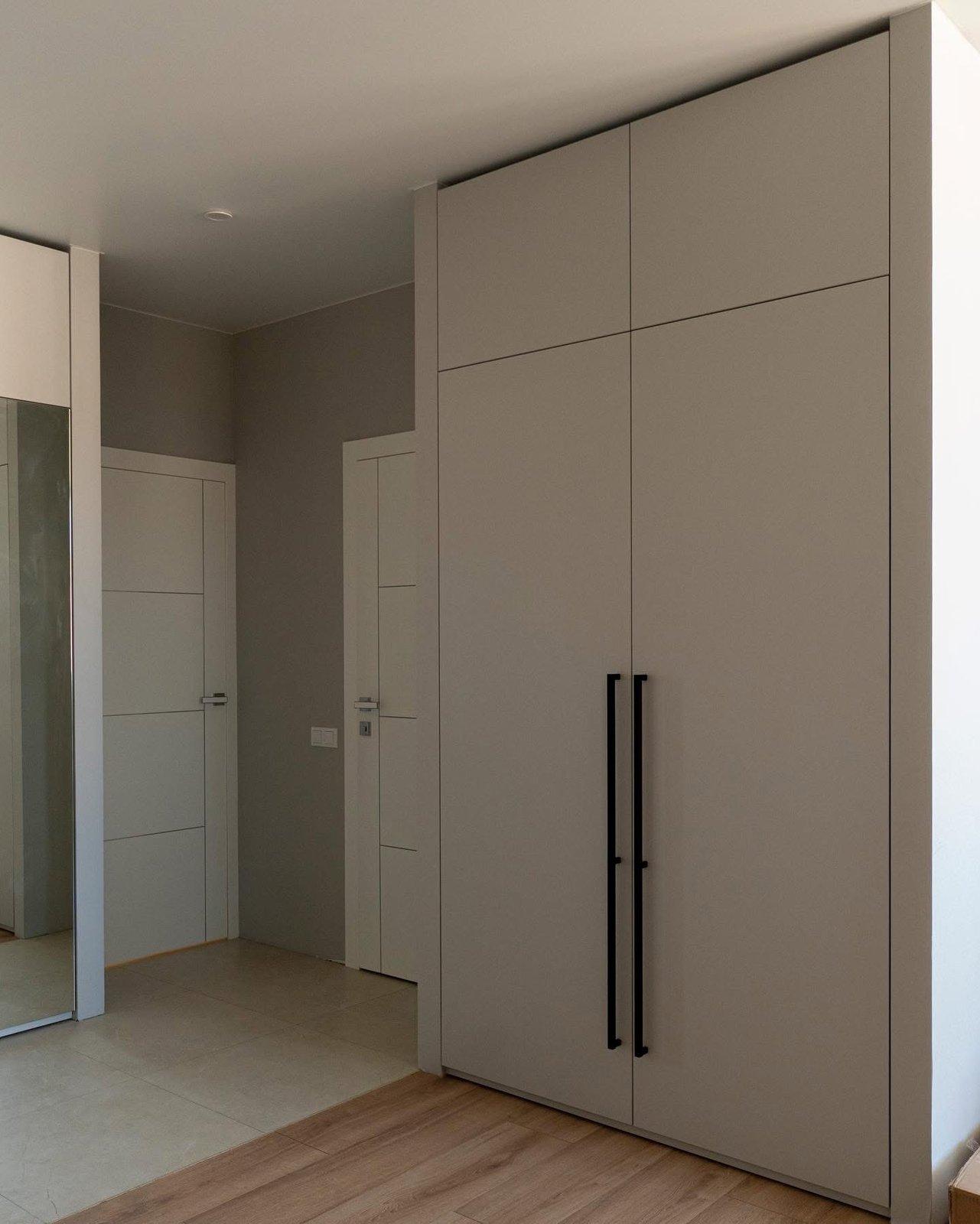 Greige Entryway Wardrobes with Mirror Doors