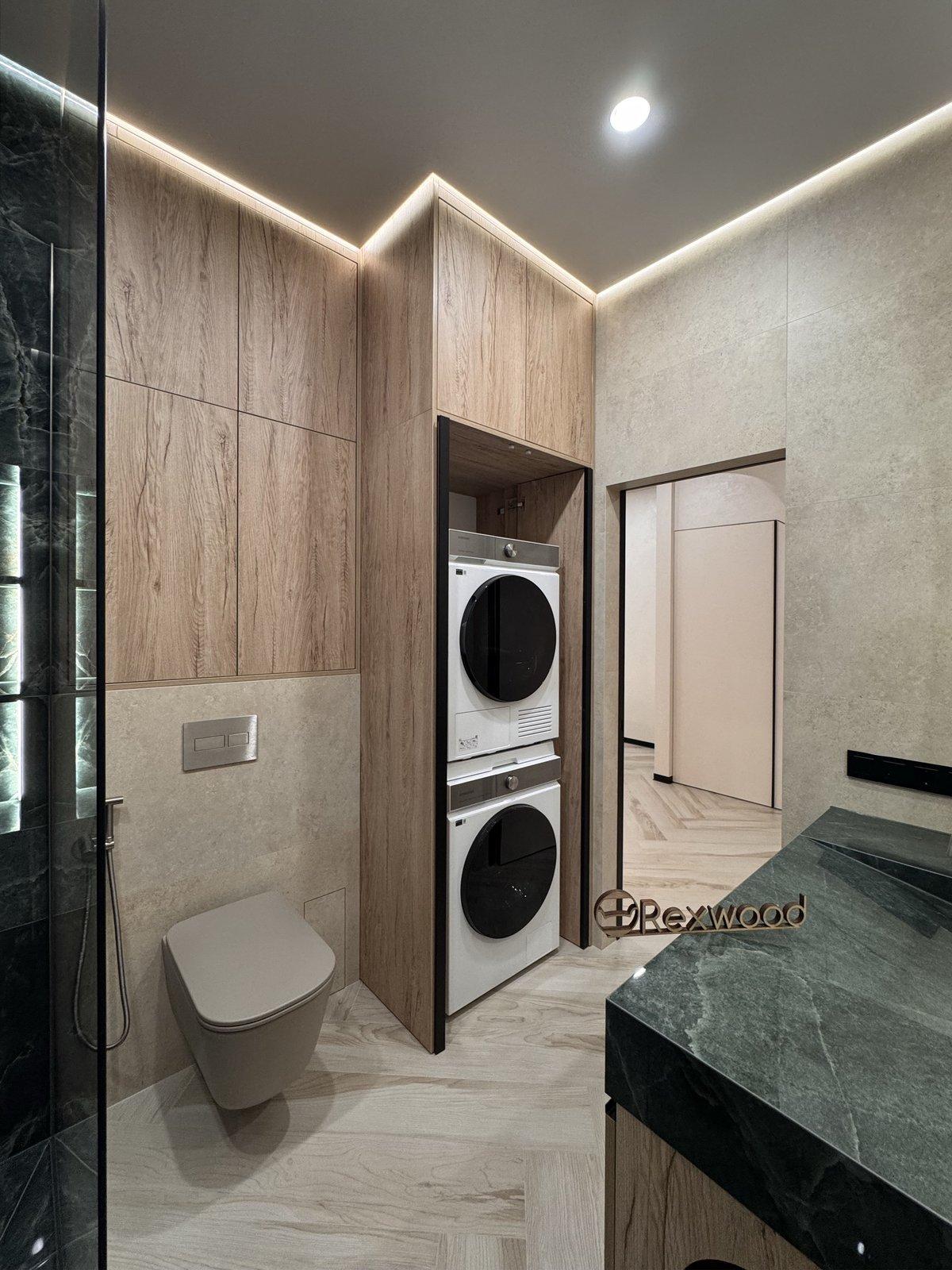 Oak Bathroom with Concealed Laundry & Cat House — 2