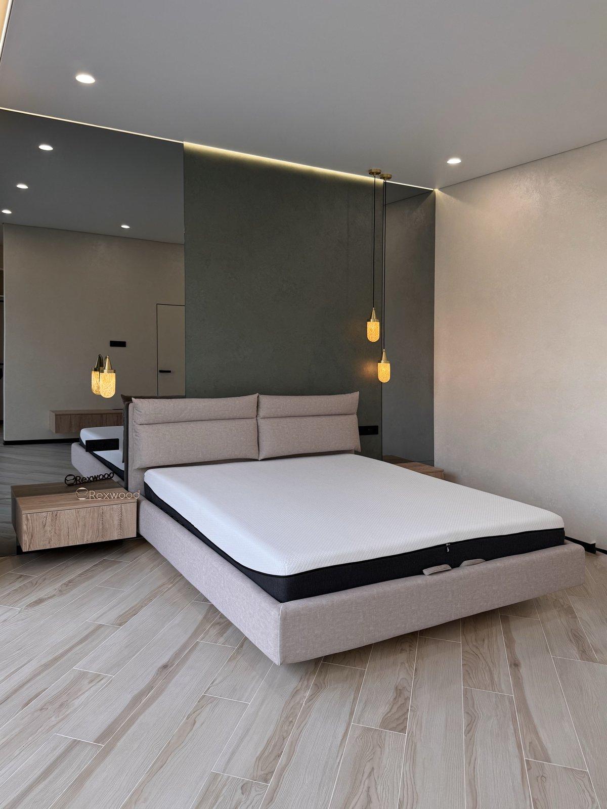 Bedroom with Floating Bed & Oak Units — 3