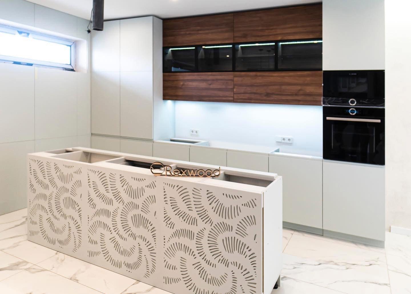 Sage & Walnut Kitchen with Perforated Island Panel — 4