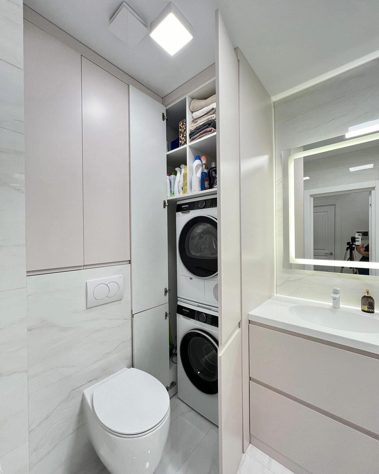 Blush Bathroom with Concealed Laundry & Boiler — 3