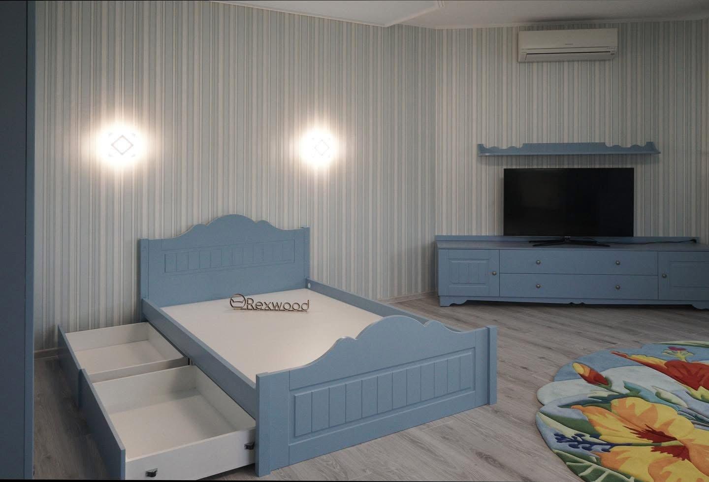 Dusty Blue Country-Style Bedroom Wardrobe — 3