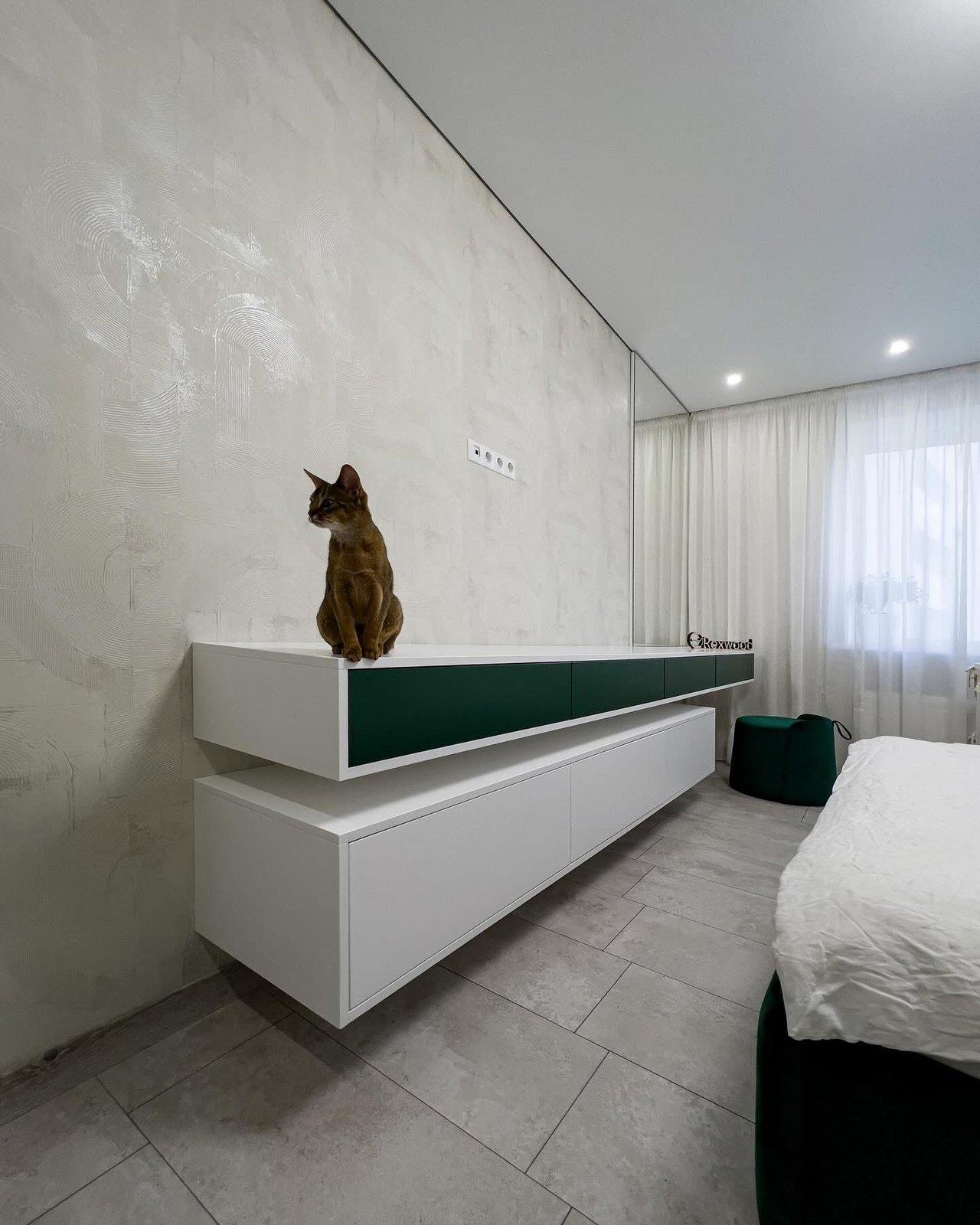 Emerald Velvet Bedroom with Floating Dressing Console — 6
