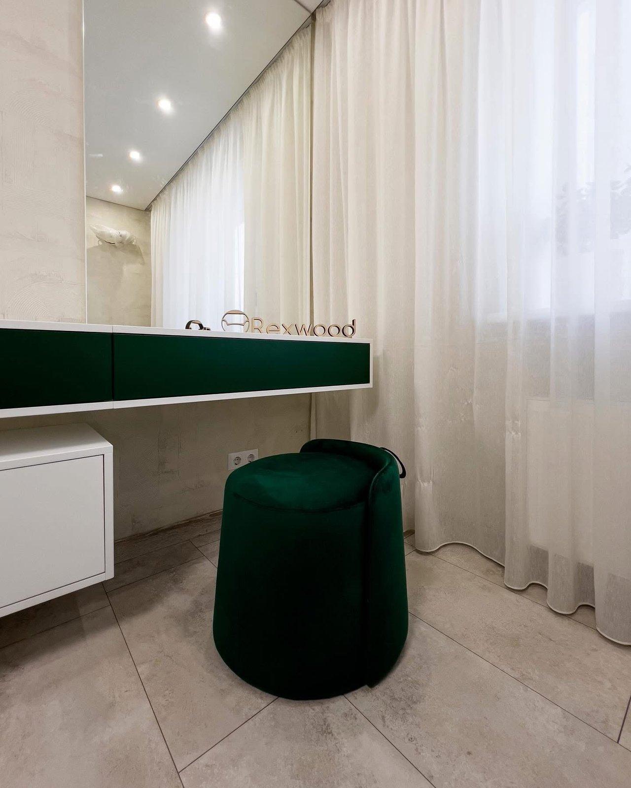 Emerald Velvet Bedroom with Floating Dressing Console — 7