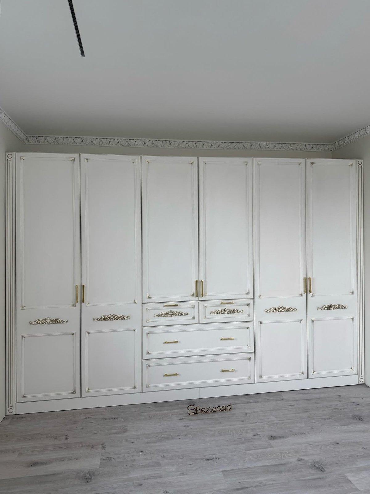Classic White Wardrobe with Gilded Carving