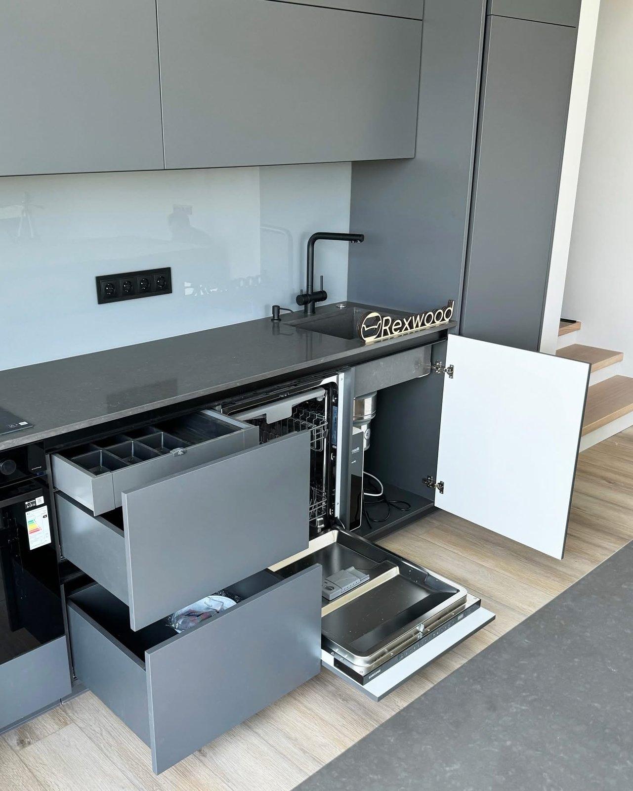 Graphite Kitchen in a Double-Height Space — 5