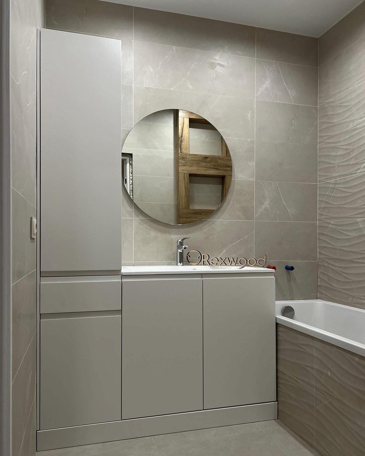 Handleless Bathroom Vanity with Pull-Out Laundry Basket