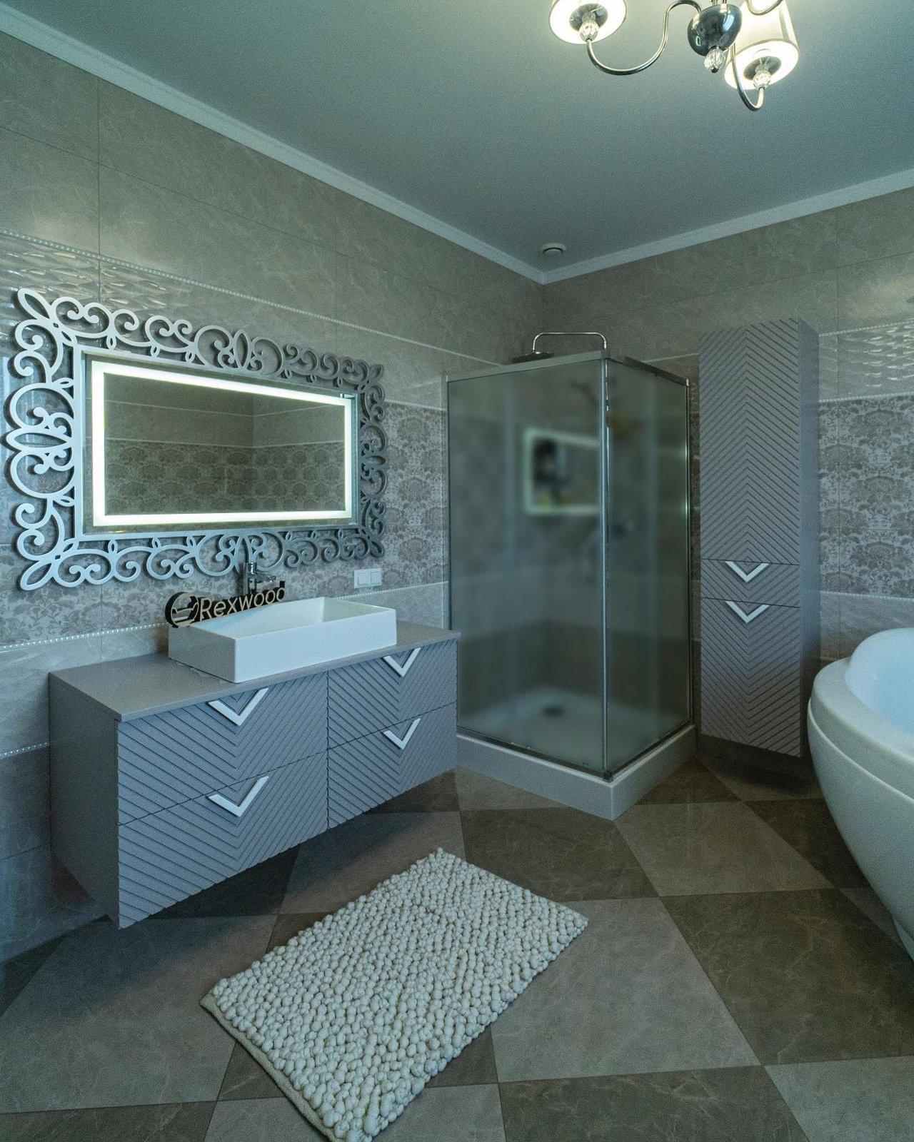 Grey Chevron Vanity Bathroom