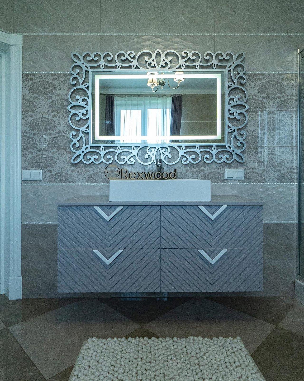 Grey Chevron Vanity Bathroom — 2