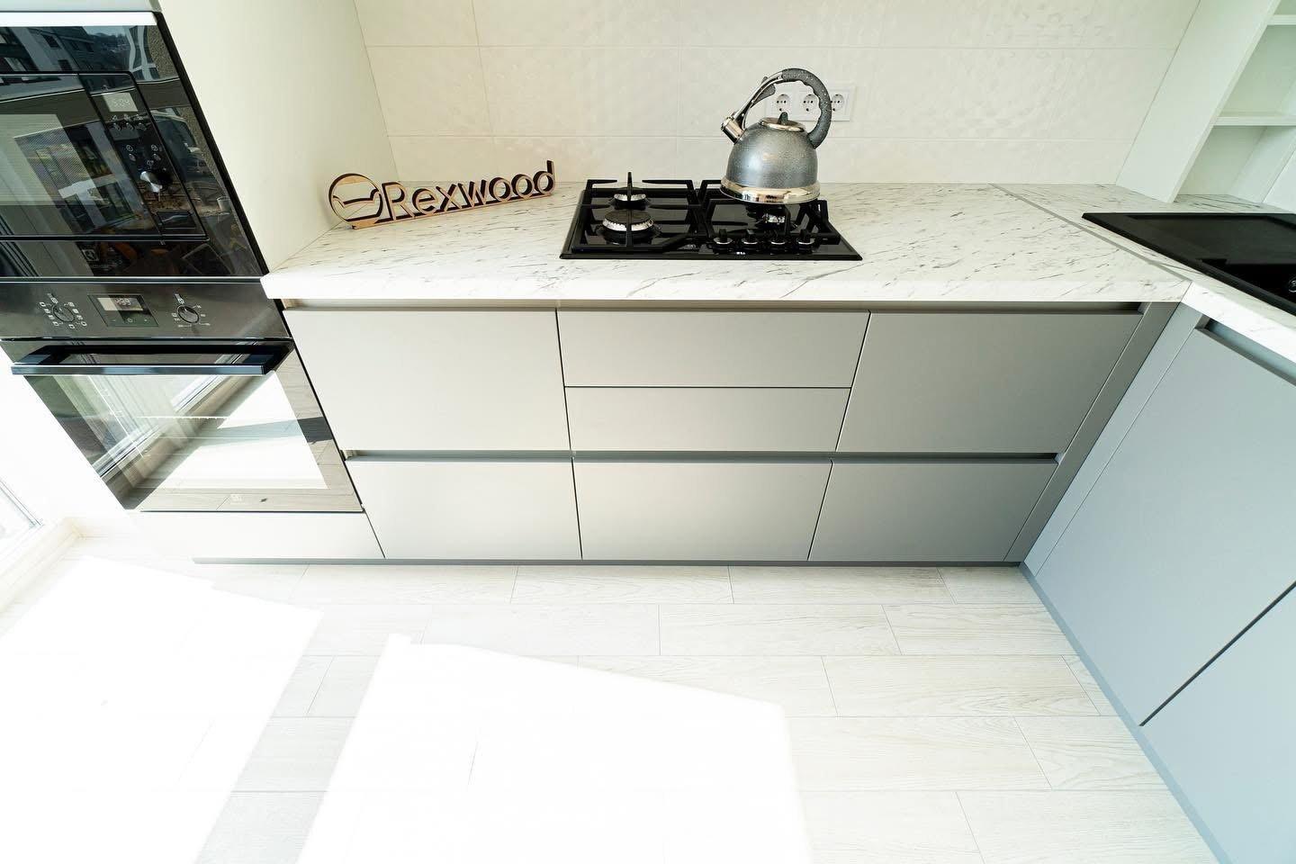 Grey & Cream Two-Tier L-Shaped Kitchen — 4