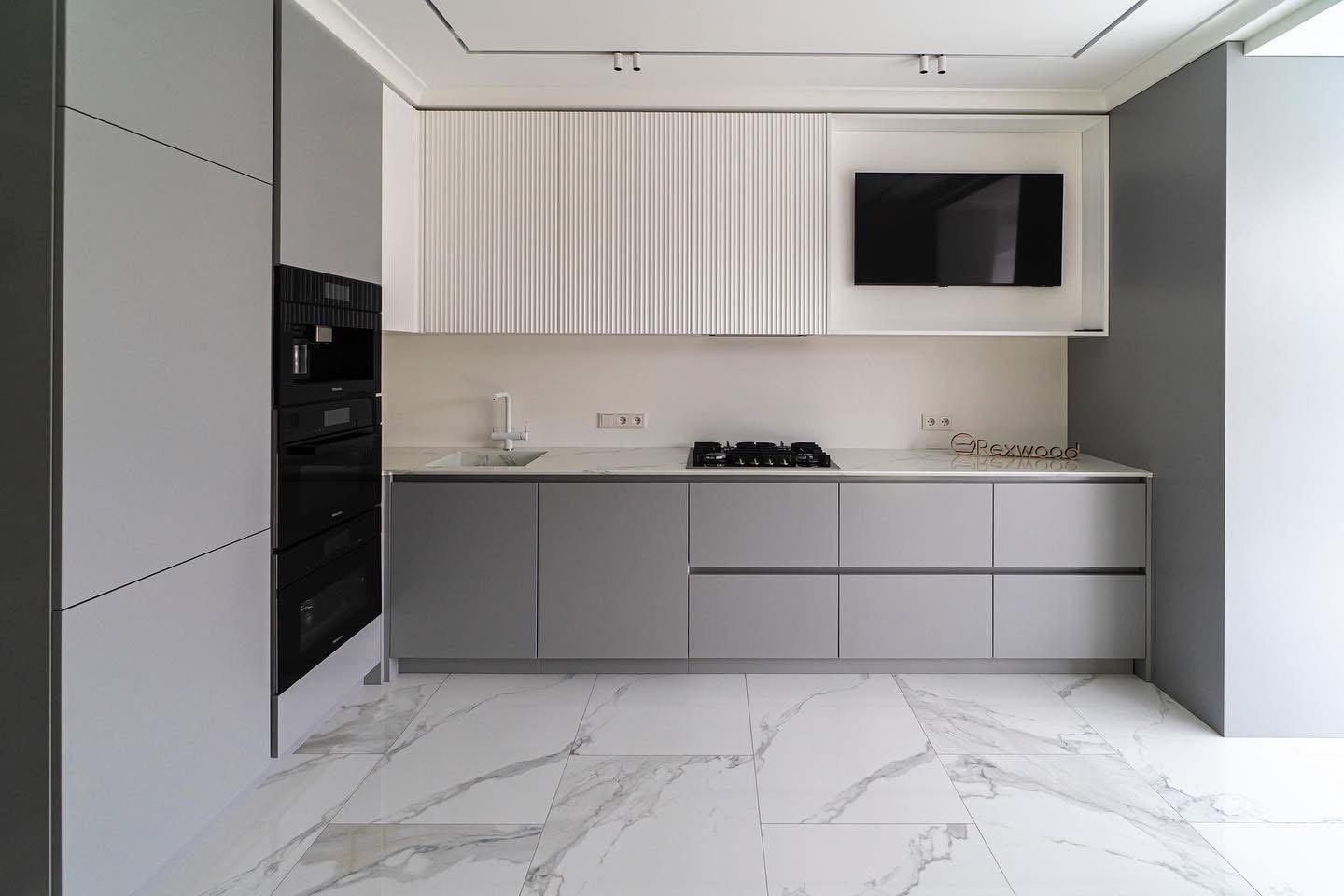 Grey & White Fluted Kitchen