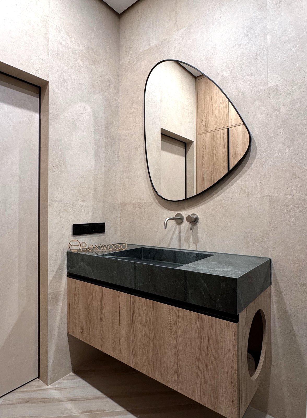 Oak Bathroom with Concealed Laundry & Cat House — 9
