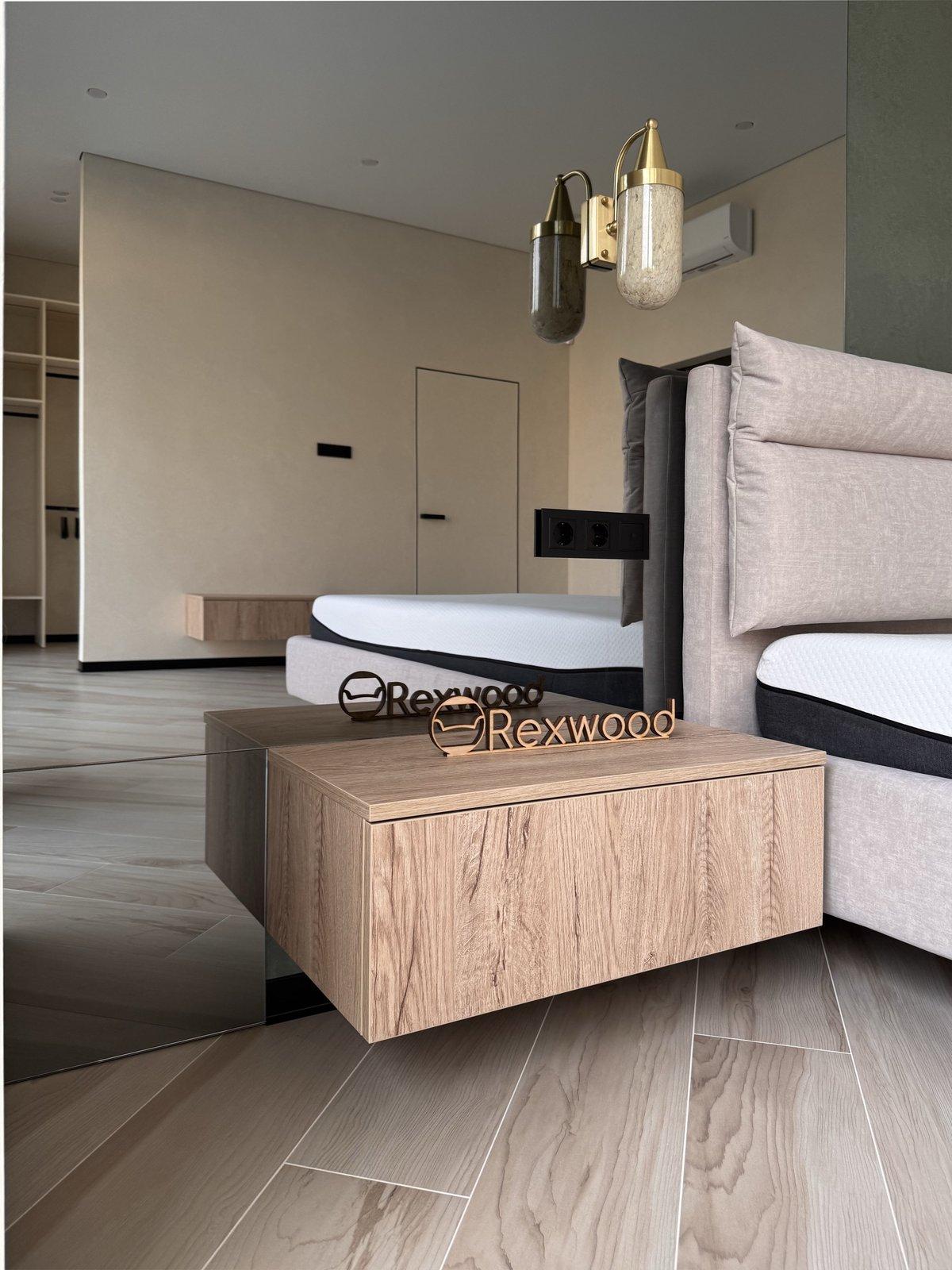 Bedroom with Floating Bed & Oak Units — 4