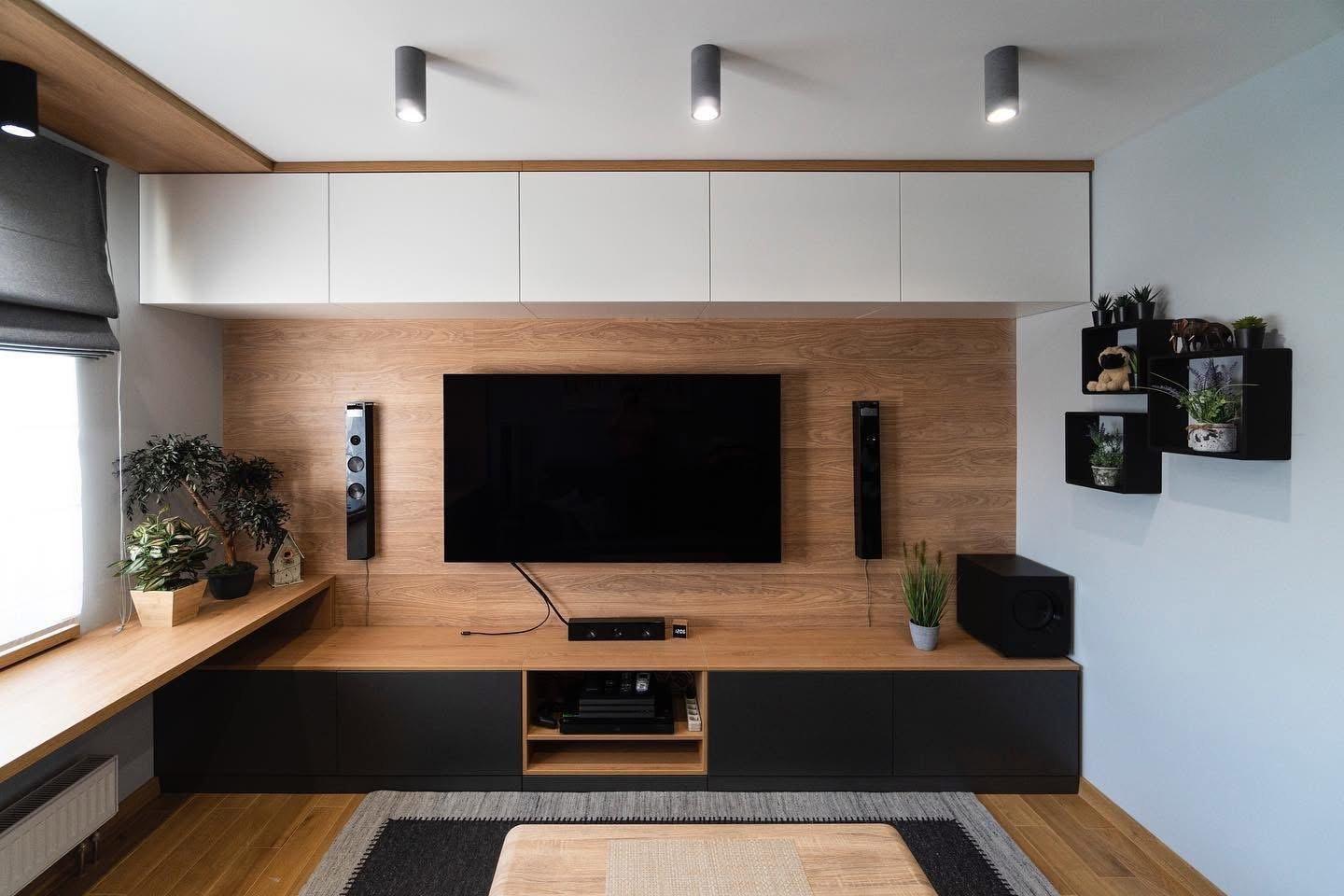 Oak Media Wall with Window Desk — 2