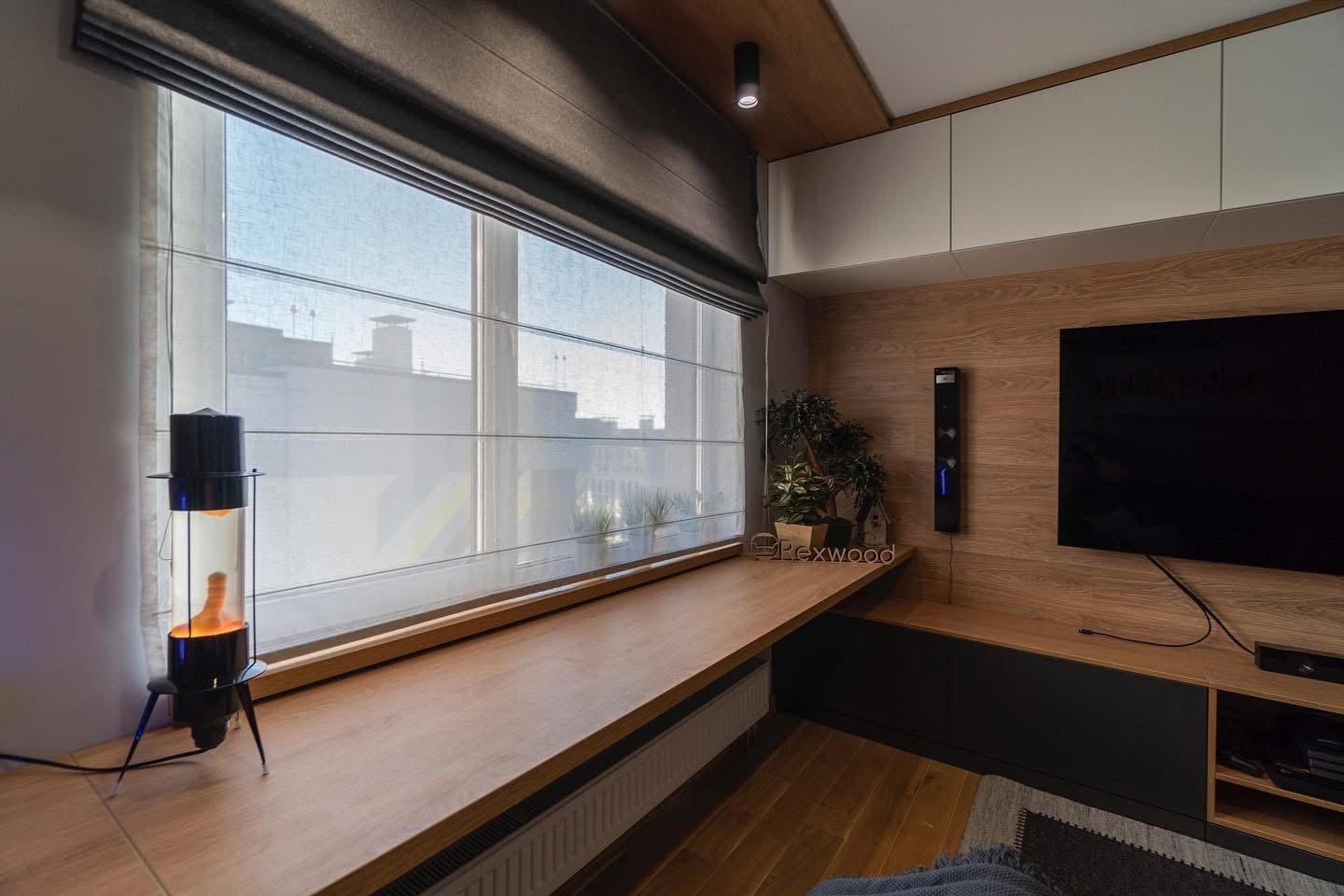 Oak Media Wall with Window Desk — 5