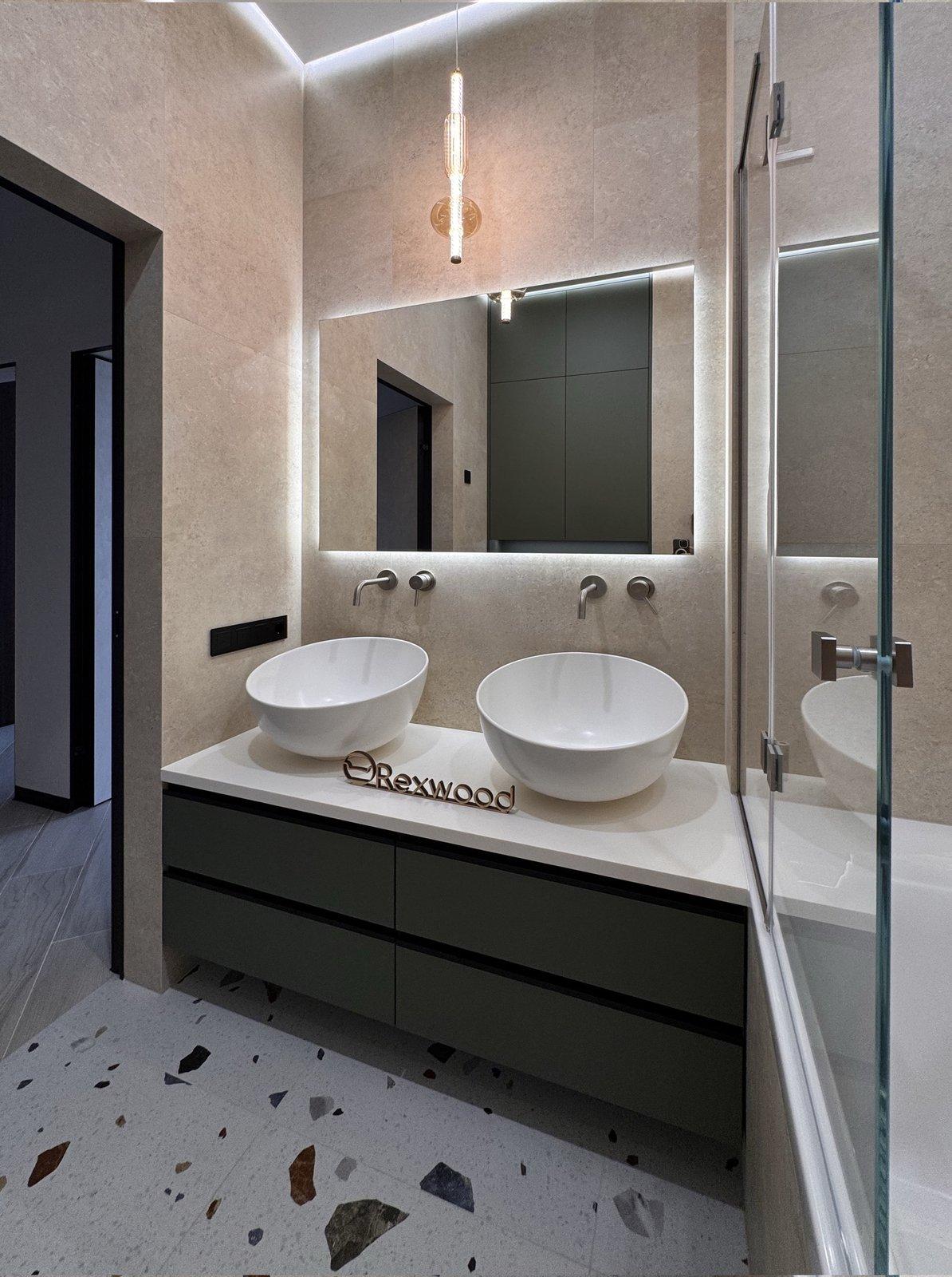Olive Bathroom with Double Vanity