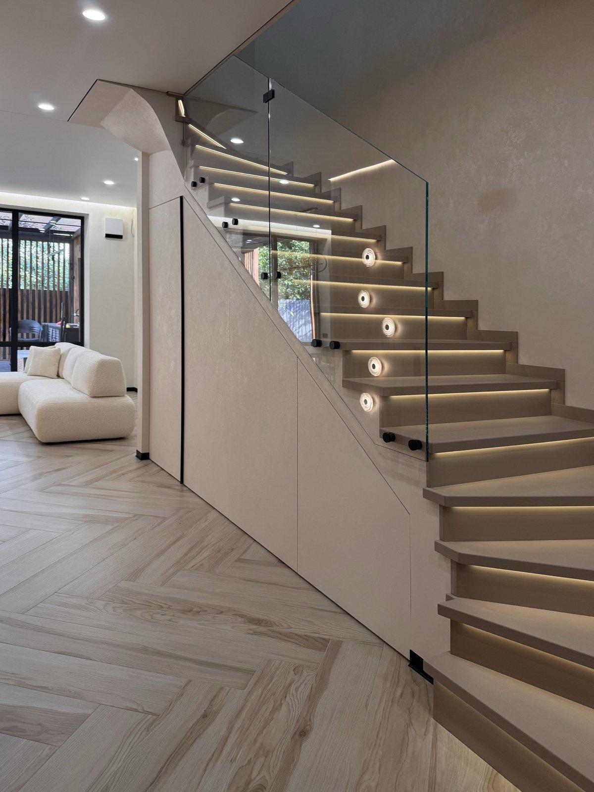 Lit Staircase with Under-Stair Storage