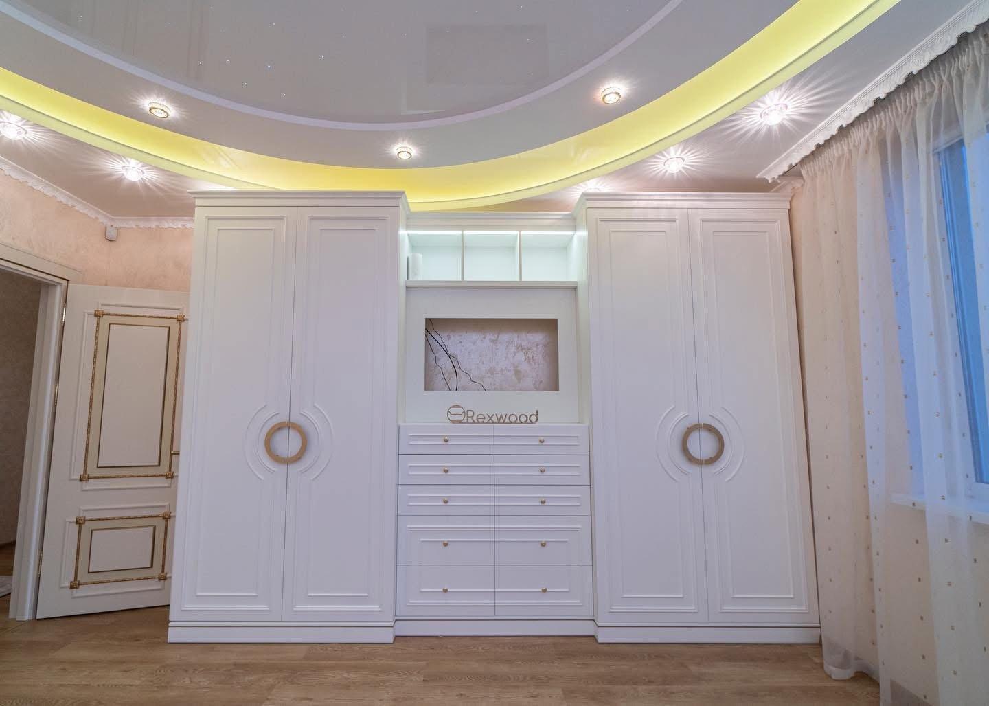 Classic White Children's Room with Ring-Handle Wardrobes & Desk