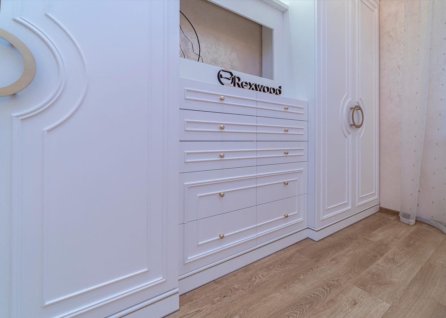 Classic White Children's Room with Ring-Handle Wardrobes & Desk — 3