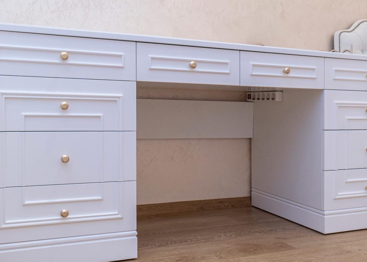 Classic White Children's Room with Ring-Handle Wardrobes & Desk — 7