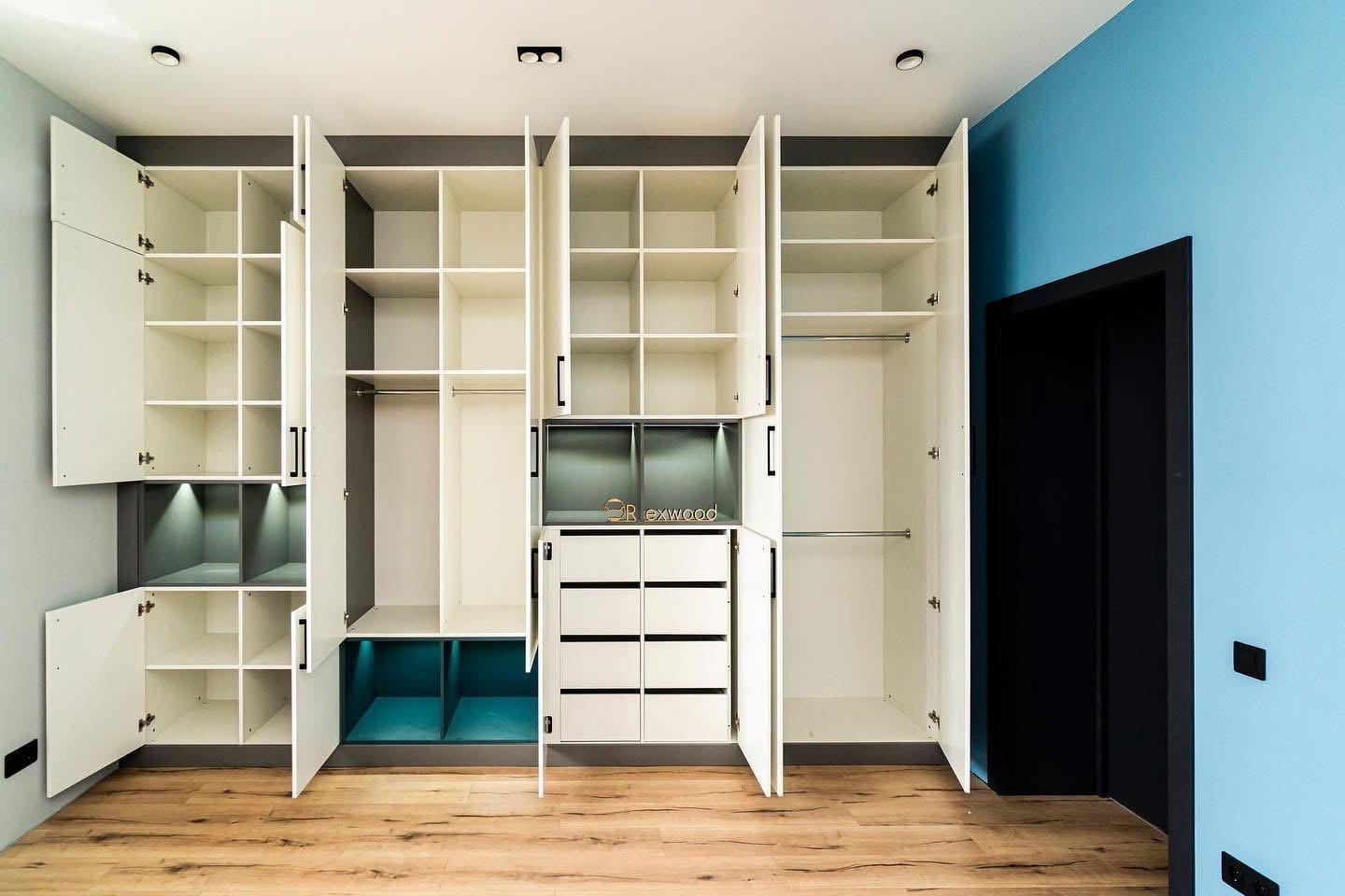 White Wardrobe Wall with Illuminated Niches — 4