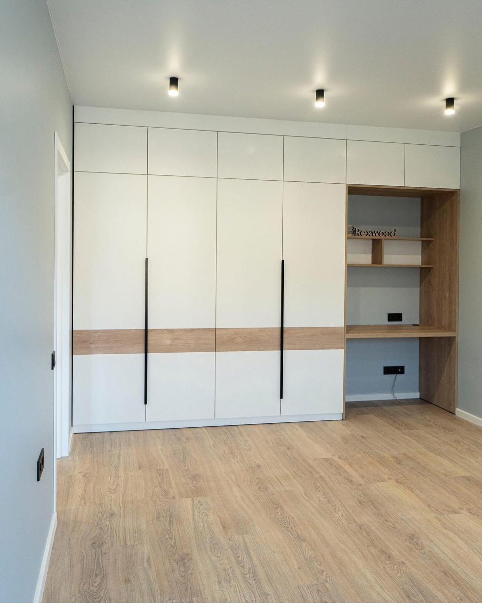 White & Oak Wardrobe with Desk