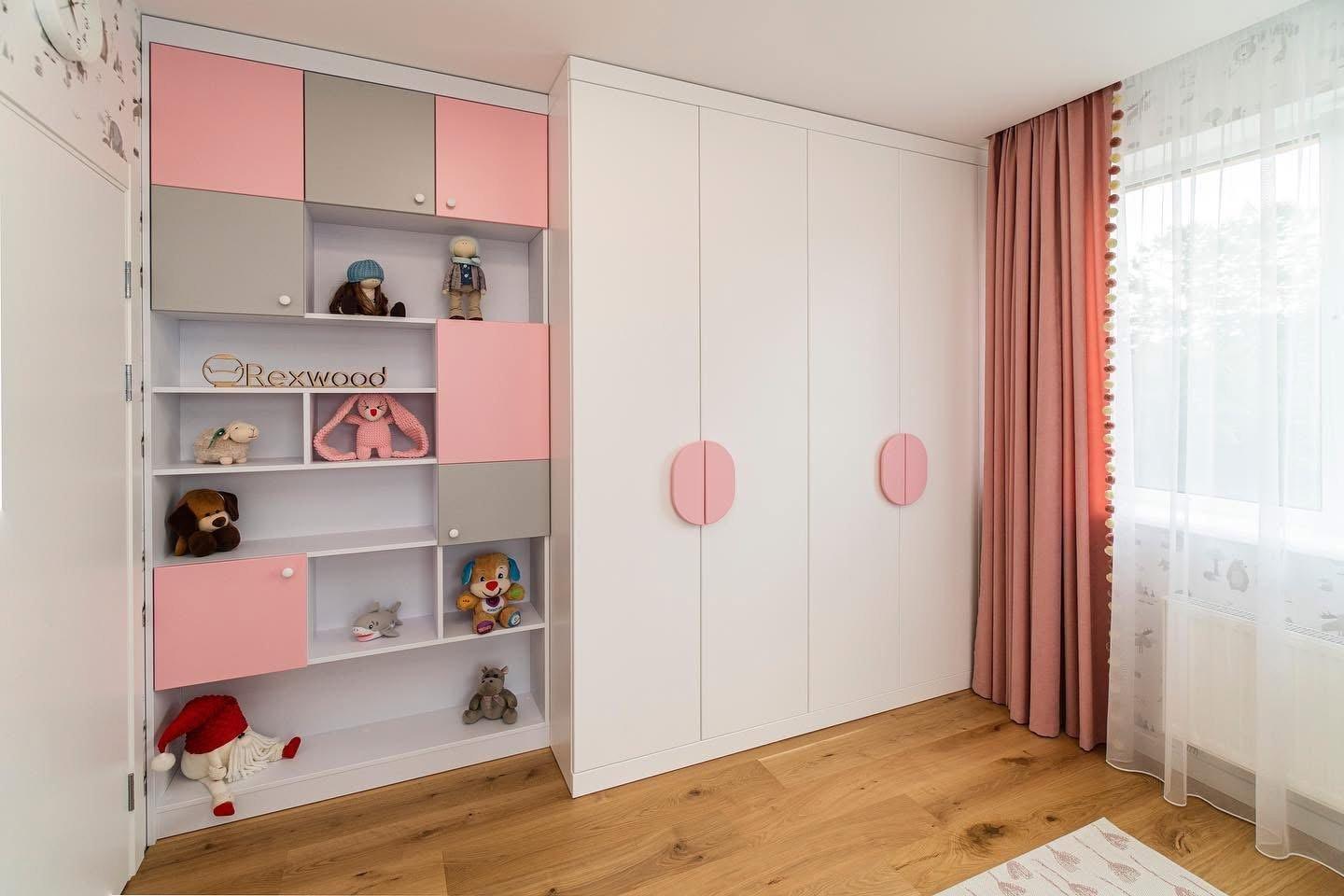 Children's Room Wardrobe with Pink Accents